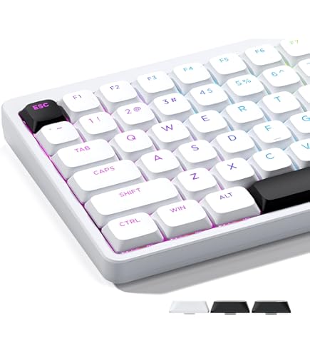 keychron K7とホワイトキーキャップ Keychron ロープロファイルDouble Shot PBTキーキャップフル
